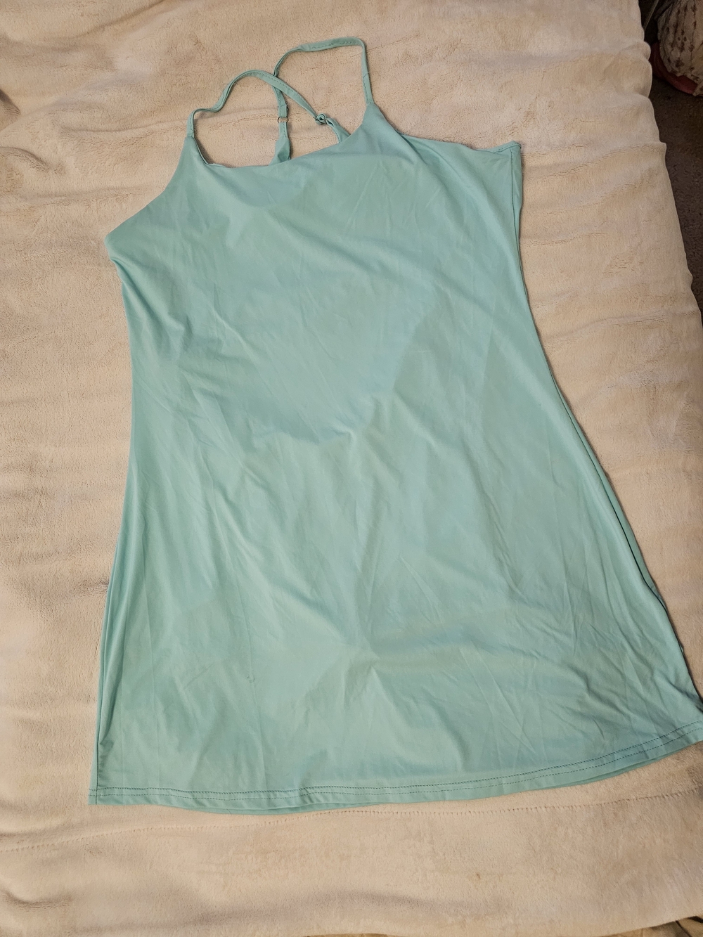 Light Aqua Strappy Tennis Dress With Built-in Shorts